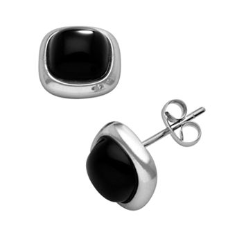Athra NJ Inc Sterling Silver Onyx Stud Earrings