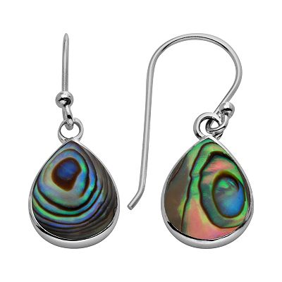 Sterling Silver Abalone Teardrop Earrings