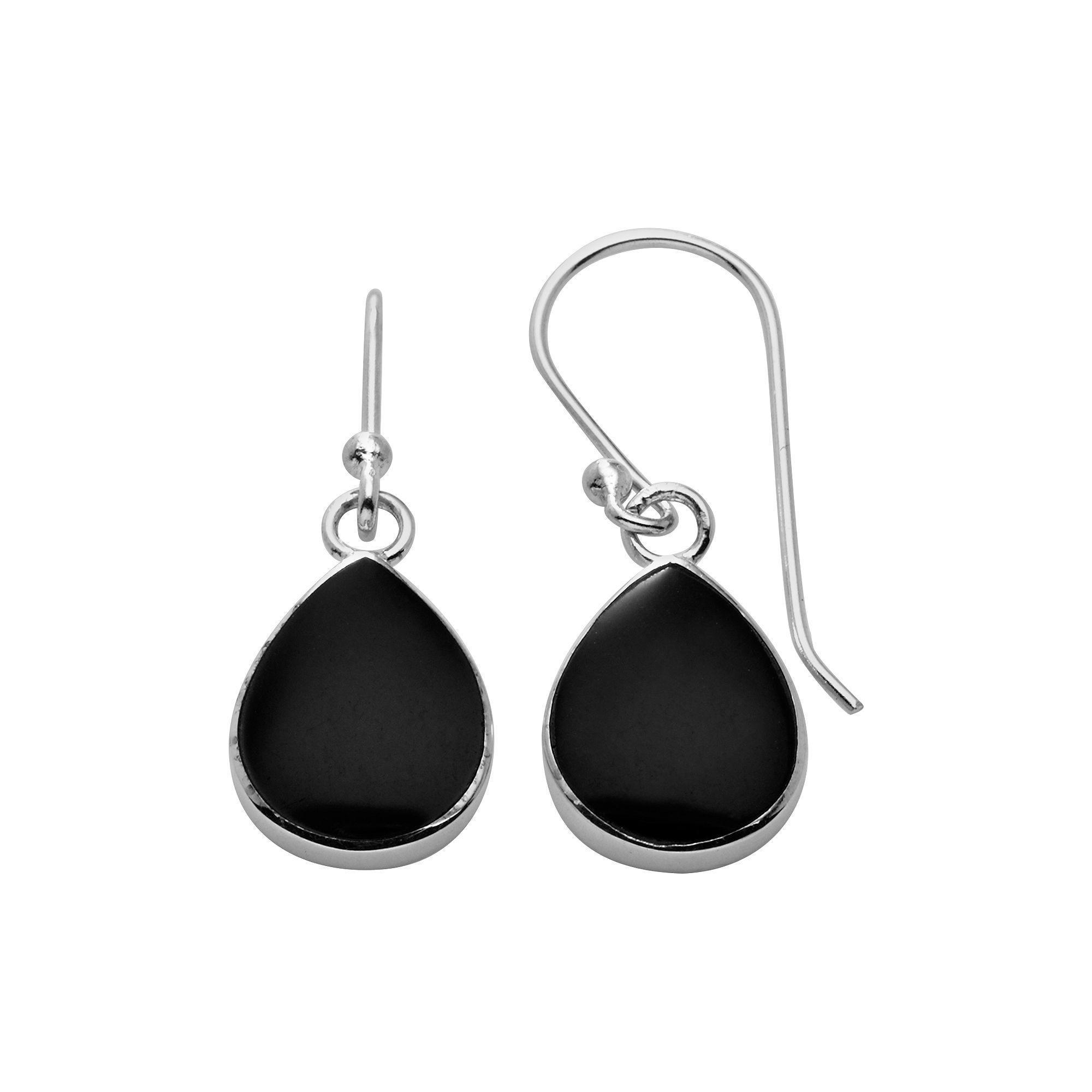Sterling Silver Onyx Teardrop Earrings, Womens, Multicolor
