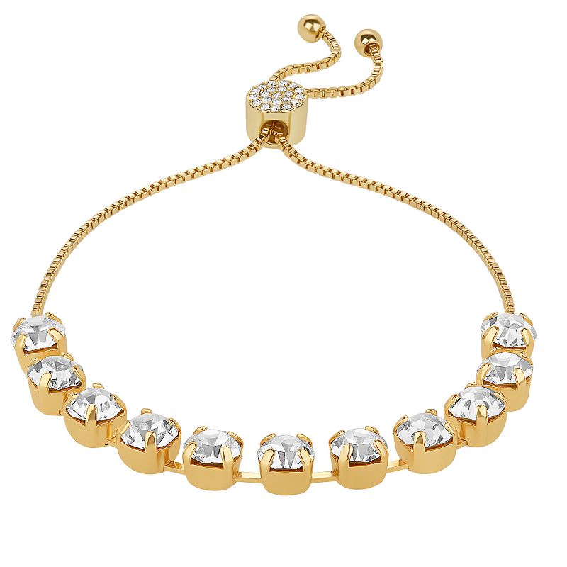 Brilliance Crystal Row Adjustable Bracelet, Womens, Size: 7, Yellow