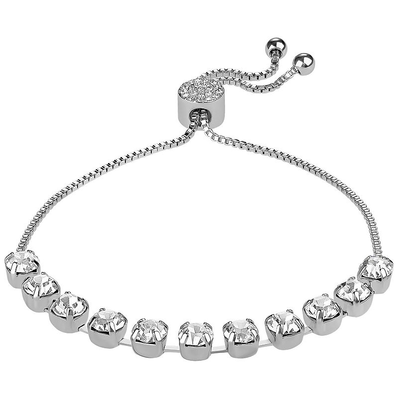 Brilliance Crystal Row Adjustable Bracelet, Womens, Size: 7, Grey