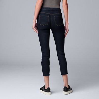 Women's Simply Vera Vera Wang Mid Rise Shaping Frayed-Edge Crop Denim Leggings