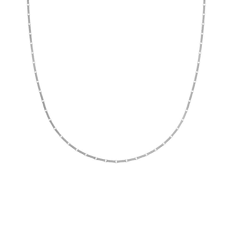PRIMROSE Sterling Silver Polished Mirror Station Curb Chain Necklace, Wome