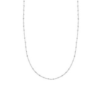 PRIMROSE Sterling Silver Textured Mirror Station Cable Chain Necklace