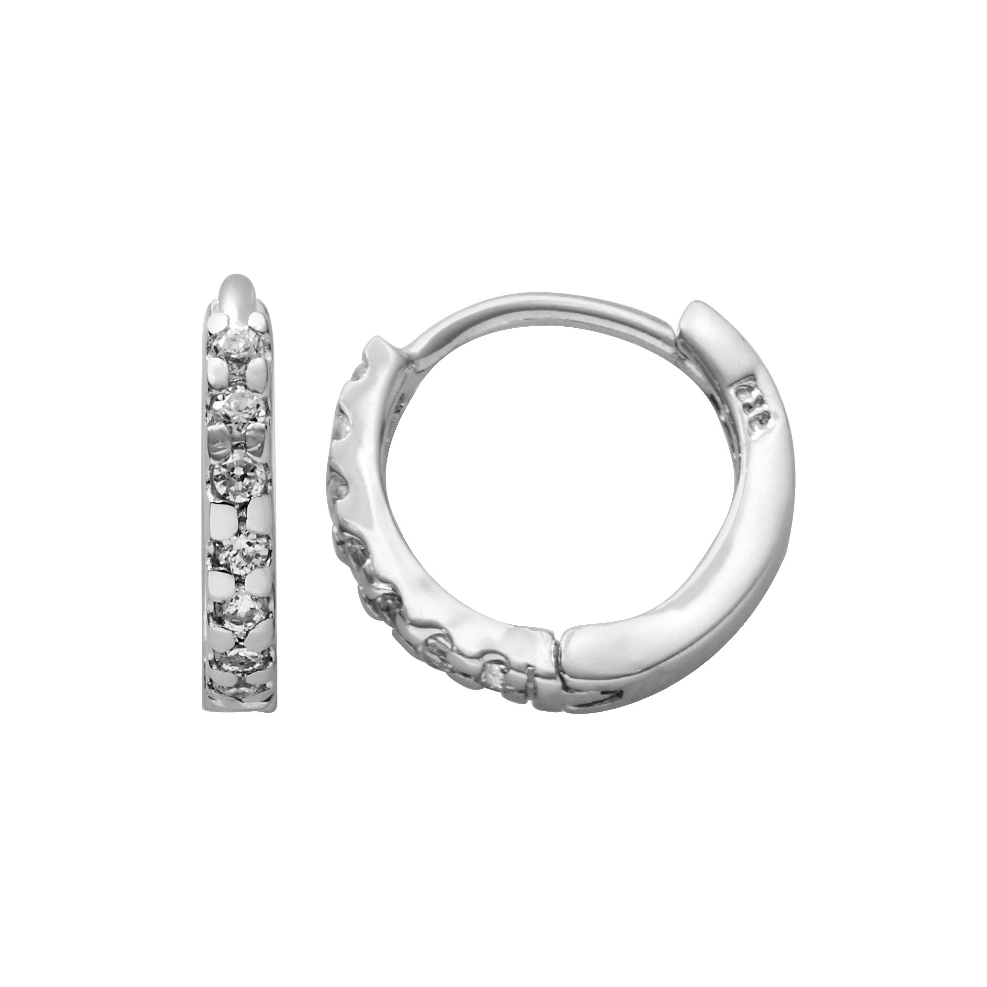 Sterling Silver Cubic Zirconia Hoop Earrings, Womens