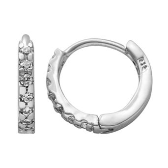 Athra NJ Inc Sterling Silver Cubic Zirconia Hoop Earrings