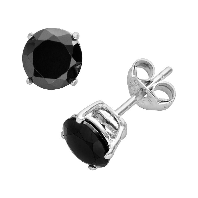 Sterling Silver Cubic Zirconia Stud Earrings, Womens, Black