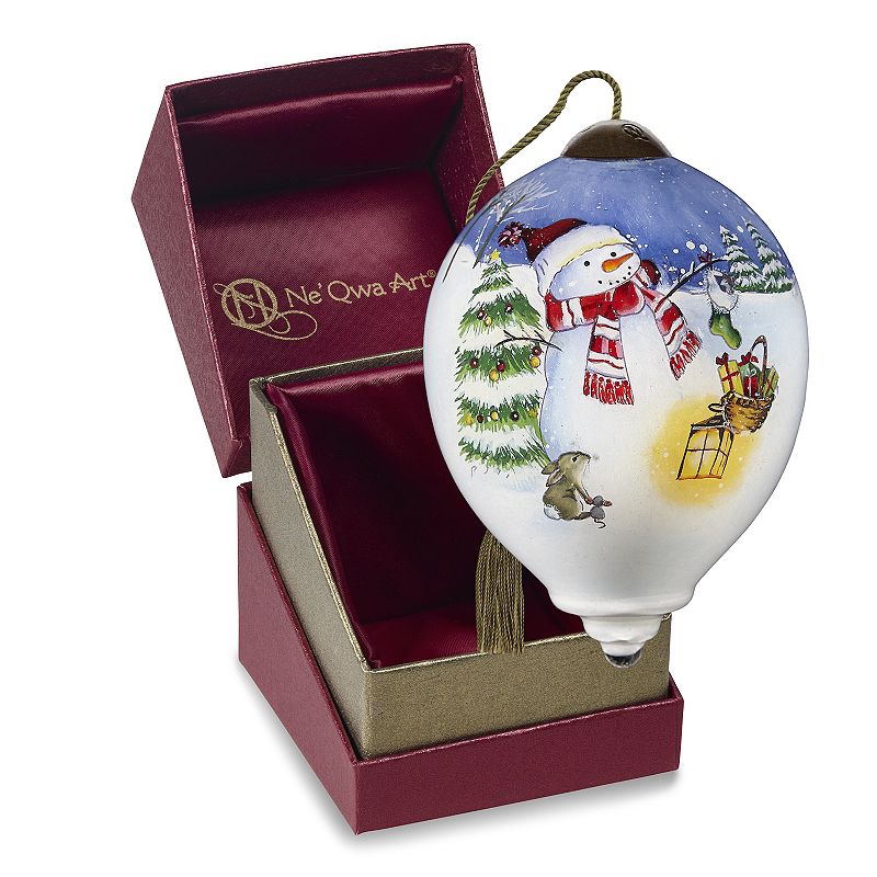 Precious Moments Snowman Lantern Glass Christmas Ornament, Multicolor