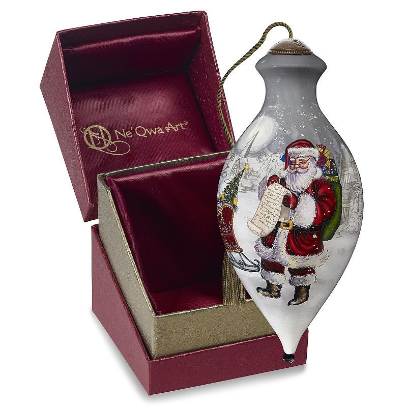 Precious Moments Santa & Sleigh Glass Christmas Ornament, Multicolor