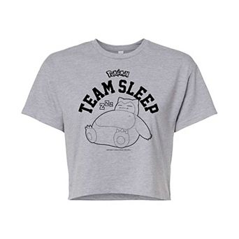 Juniors' Pokémon "Team Sleep" Cropped Graphic Tee