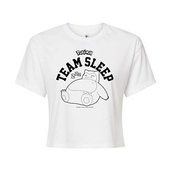 Juniors' Pokémon "Team Sleep" Cropped Graphic Tee