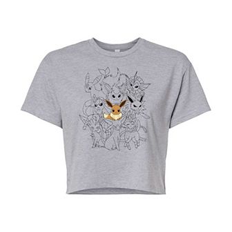 Juniors' Pokémon Eevee Group Evolution Cropped Graphic Tee