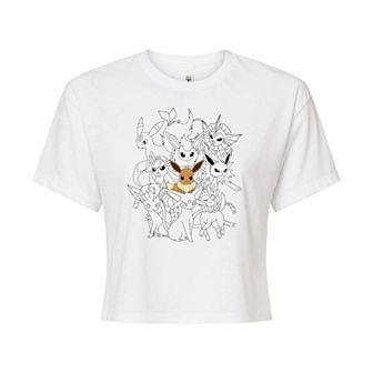 Juniors' Pokémon Eevee Group Evolution Cropped Graphic Tee
