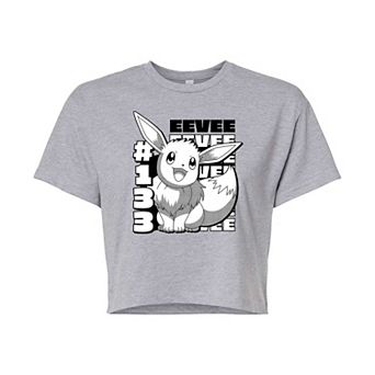 Juniors' Pokémon "Eevee 133" Cropped Graphic Tee
