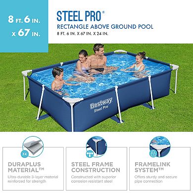 Bestway Steel Pro 8.5'x67"x24" Rectangular Above Ground Outdoor Swimming Pool