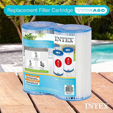 Intex Easy Set Type A or C Filter Replacement Cartridges Pack for Pool, 2 Pack