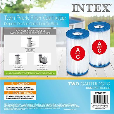 Intex Easy Set Type A or C Filter Replacement Cartridges Pack for Pool, 2 Pack
