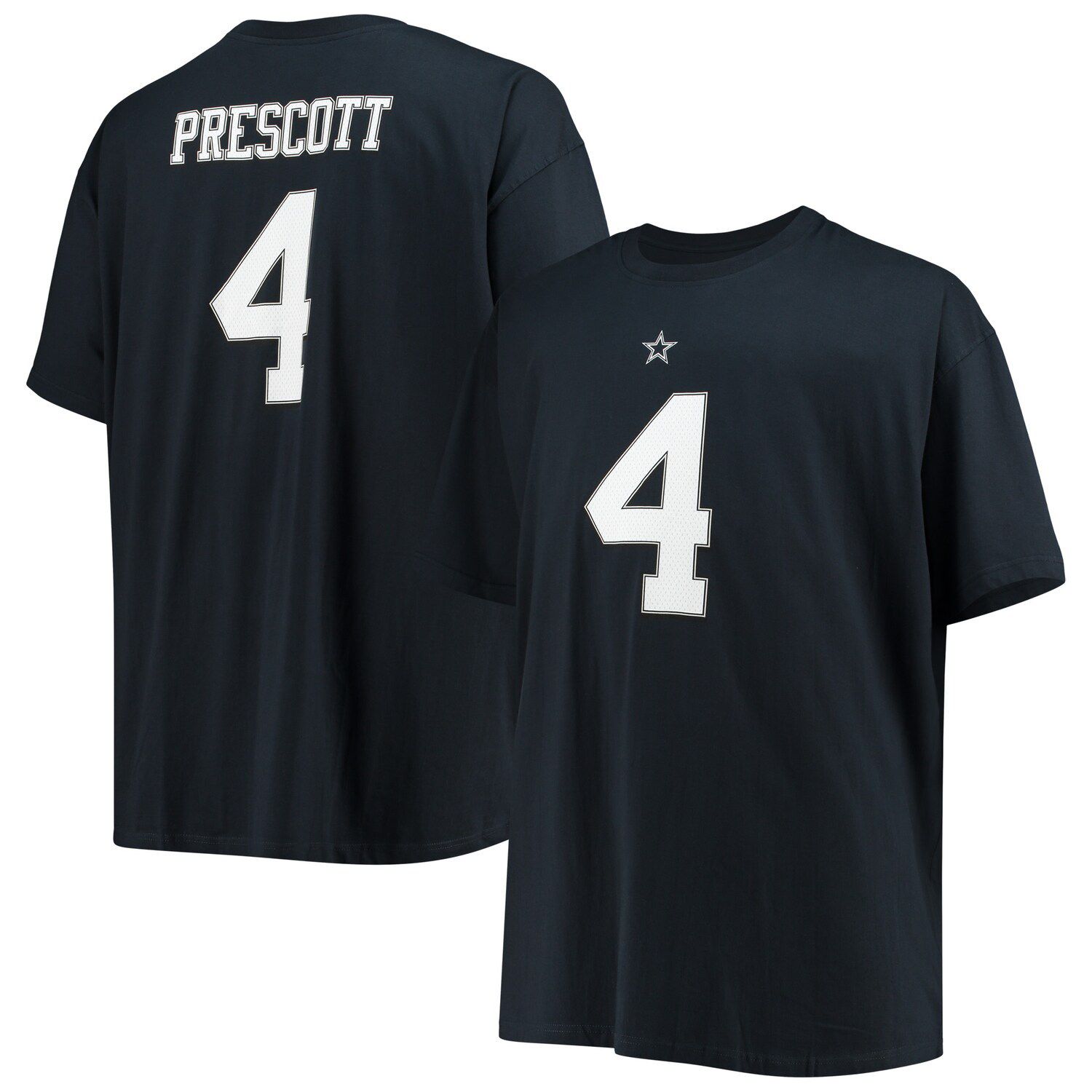 Profile Dak Prescott White, Navy Dallas Cowboys Plus Size Name And Number  Pullover Hoodie