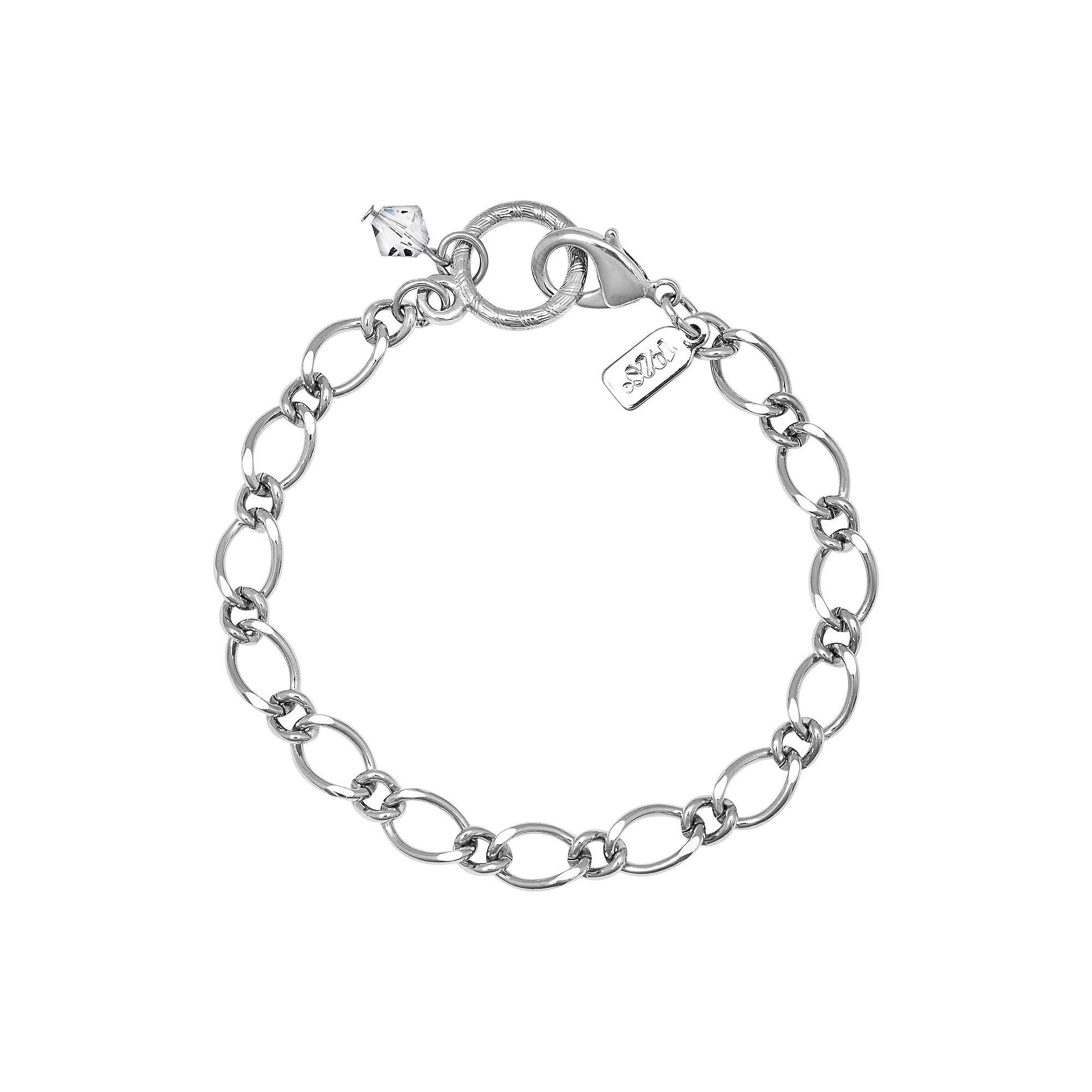 1928 Silver Tone Charm Holder Bracelet, Womens