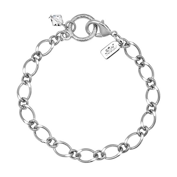 1928 Silver Tone Charm Holder Bracelet
