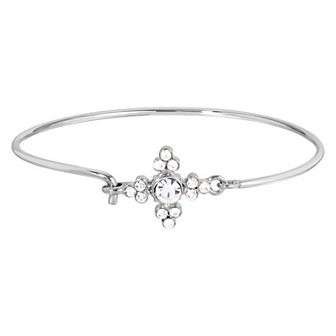 1928 Silver Tone Simulated Crystal Wire Bracelet