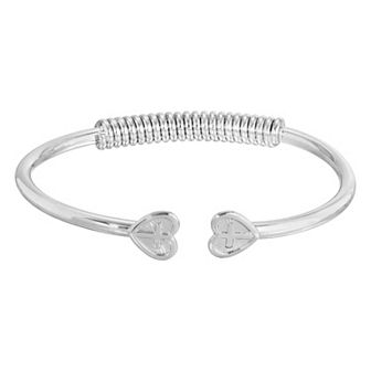 1928 Heart Cross Coil Spring Cuff Bracelet