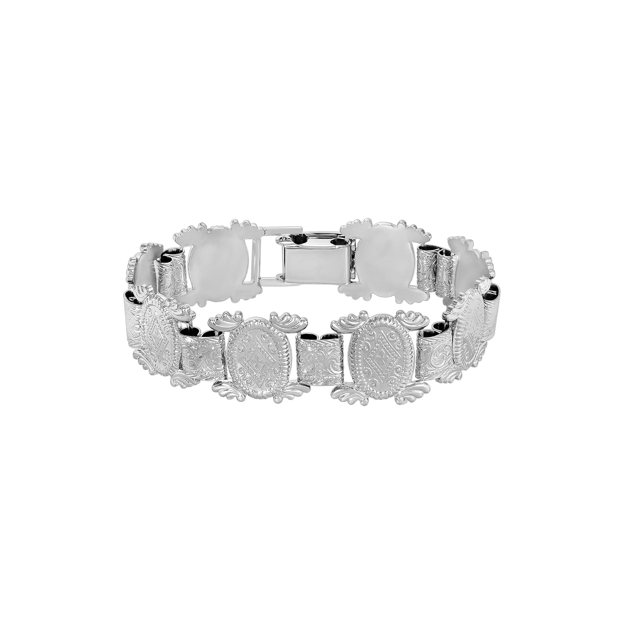 1928 Silver Tone Clasp Bracelet, Womens