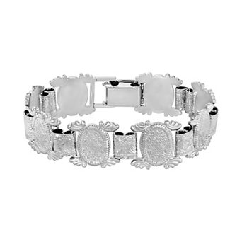 1928 Silver Tone Clasp Bracelet