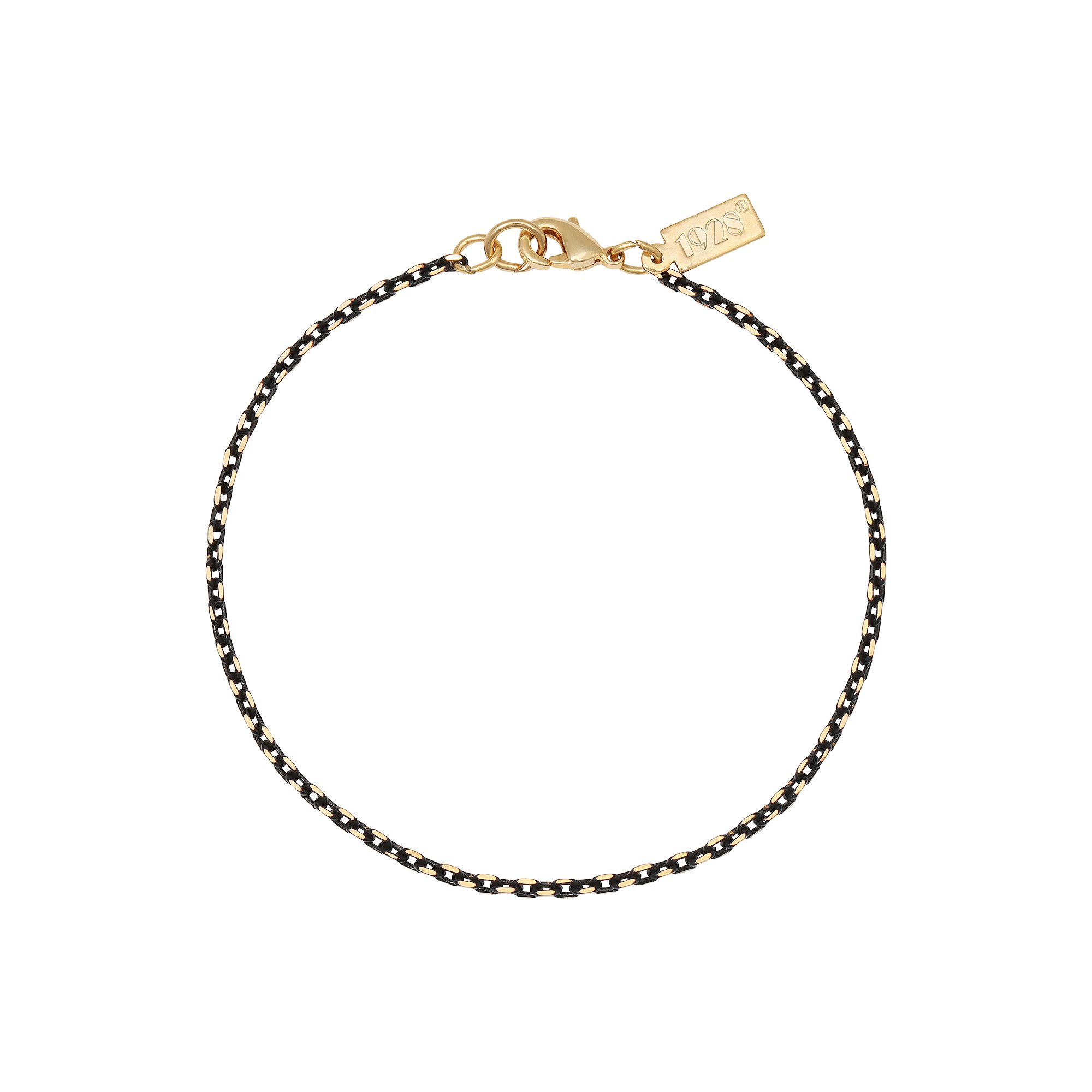 1928 Gold and Black Tone Chain Bracelet, Womens