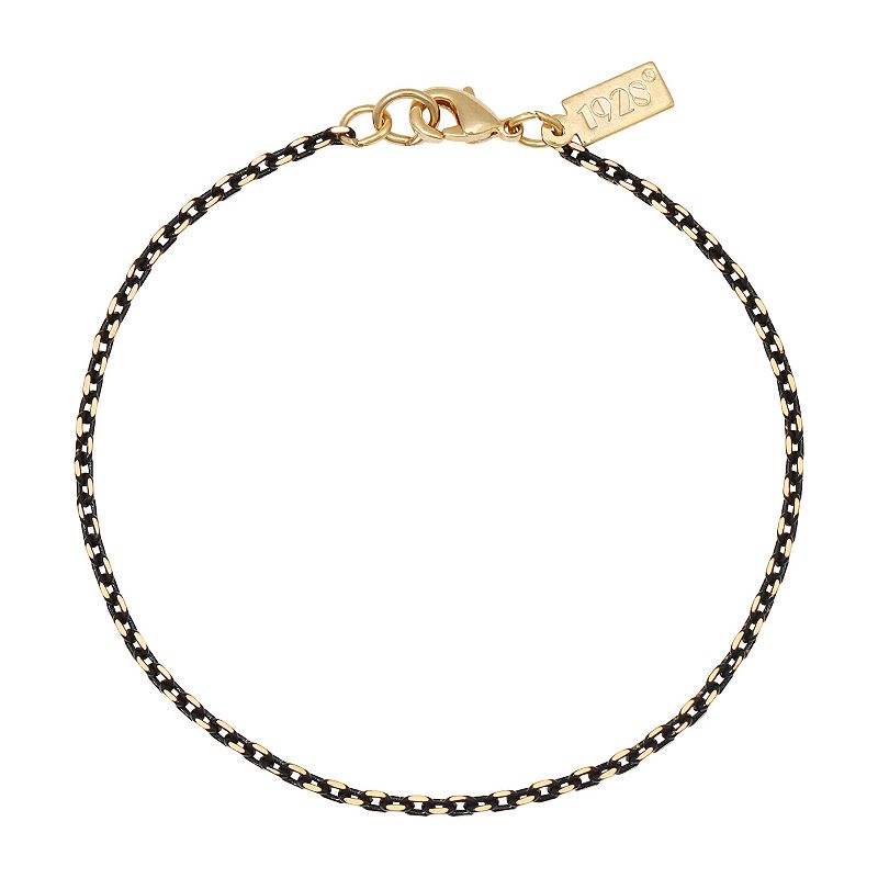 1928 Gold and Black Tone Chain Bracelet, Womens