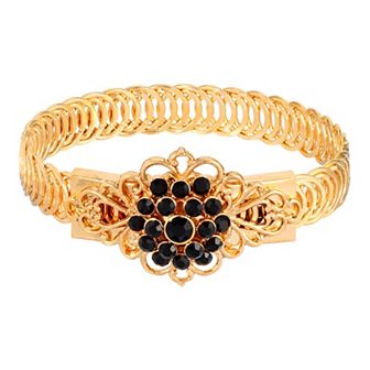1928 Gold Tone Siam Flower Overlay Belt Bracelet