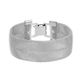 1928 Silver Tone Mesh Clasp Bracelet