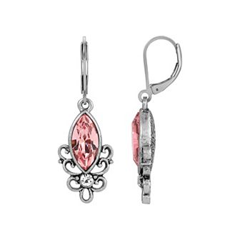 1928 Silver Tone Pewter Filigree Drop Earrings