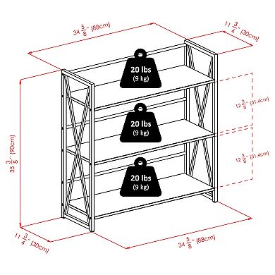 Winsome Wood Isa 3-Tier Bookshelf 