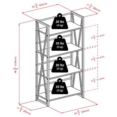 Winsome Wood Isa 4-Tier Bookshelf