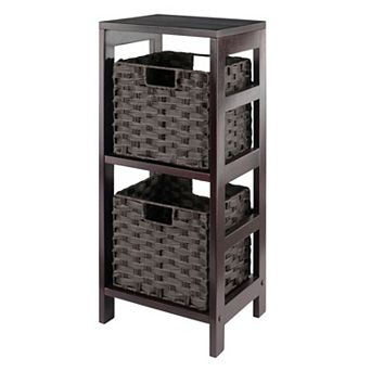 Winsome Wood Leo 3 tier Shelf & 2 Foldable Baskets Set