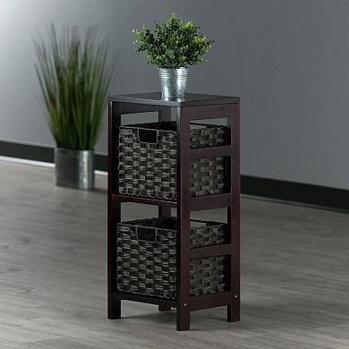 Winsome Wood Leo 3-Tier Shelf & 2 Foldable Baskets Set