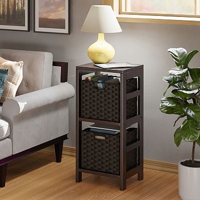 Winsome Wood Leo 3-Tier Shelf & 2 Foldable Baskets Set