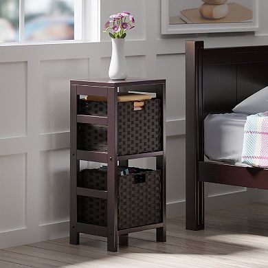 Winsome Wood Leo 3-Tier Shelf & 2 Foldable Baskets Set