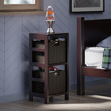 Winsome Wood Leo 3-Tier Shelf & 2 Foldable Baskets Set