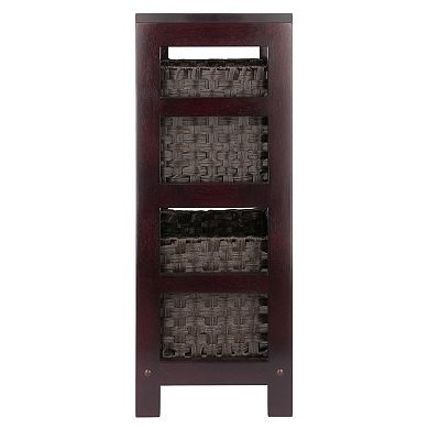 Winsome Wood Leo 3-Tier Shelf & 2 Foldable Baskets Set