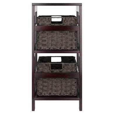 Winsome Wood Leo 3-Tier Shelf & 2 Foldable Baskets Set