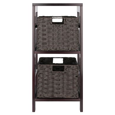 Winsome Wood Leo 3-Tier Shelf & 2 Foldable Baskets Set