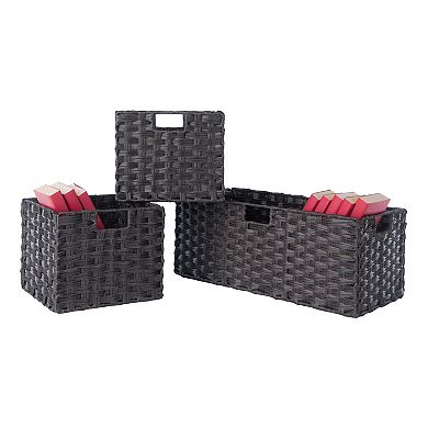 Winsome Wood Leo 4-piece Shelf & 3 Foldable Baskets Set
