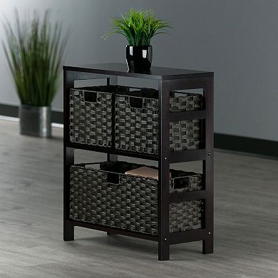 Winsome Wood Leo 4-piece Shelf & 3 Foldable Baskets Set