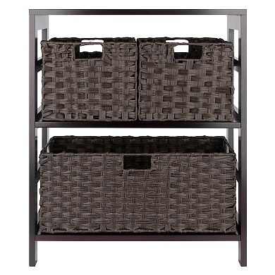 Winsome Wood Leo 4-piece Shelf & 3 Foldable Baskets Set