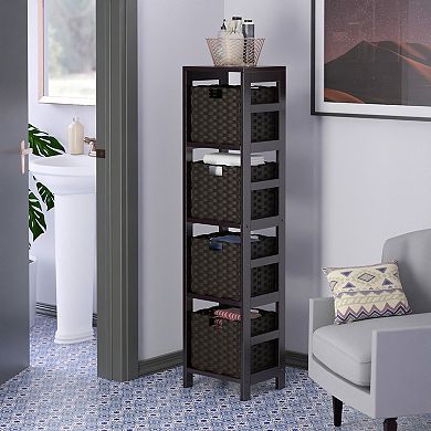 Winsome Wood Leo 5-piece Shelf & 4 Foldable Baskets Set