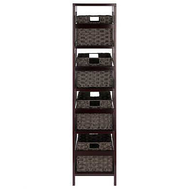 Winsome Wood Leo 5-piece Shelf & 4 Foldable Baskets Set