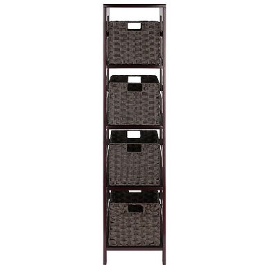 Winsome Wood Leo 5-piece Shelf & 4 Foldable Baskets Set