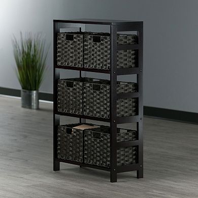 Winsome Wood Leo 7-piece Shelf & 6 Foldable Baskets Set
